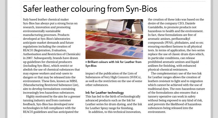 Safer leather colouring: INK FOR LEATHER SYSTEM
